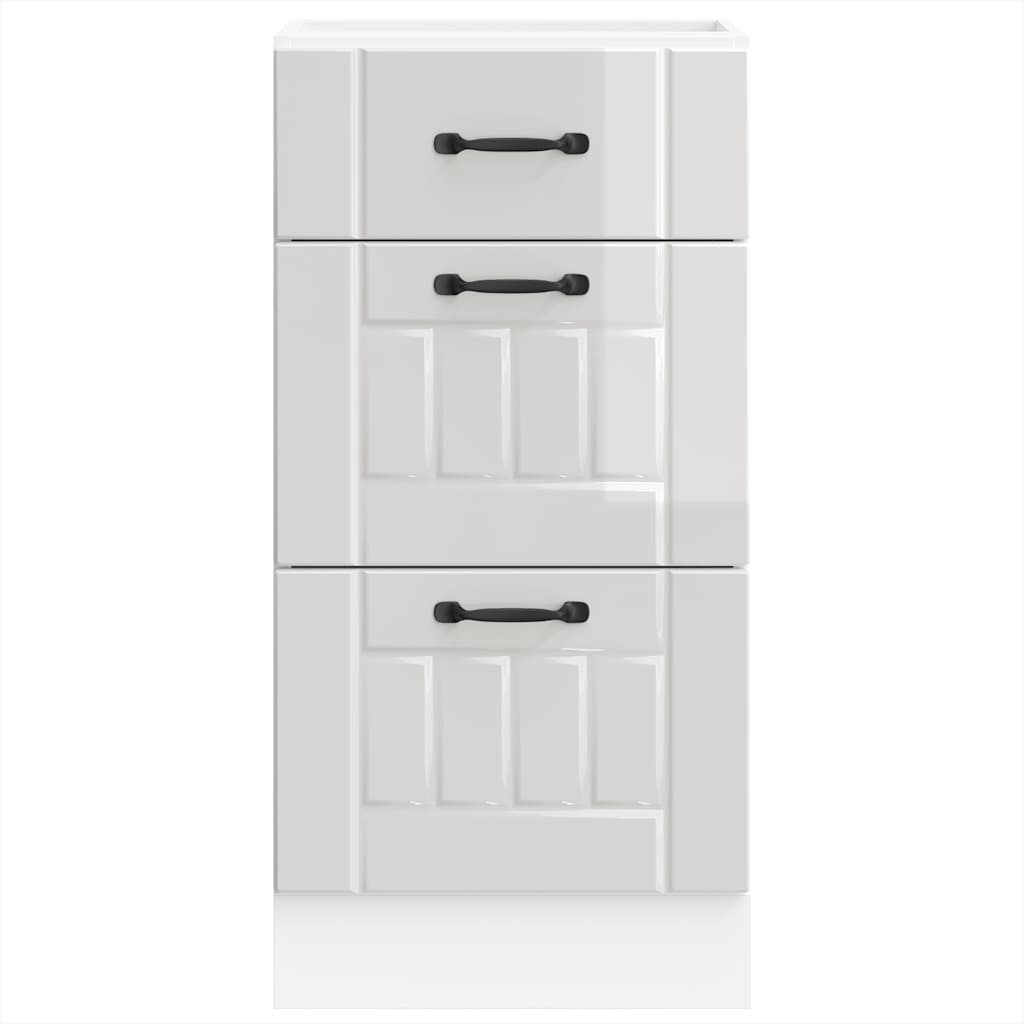 Mobiletto da cucina "Lucca" Bianco lucido in legno ingegnerizzato 854232