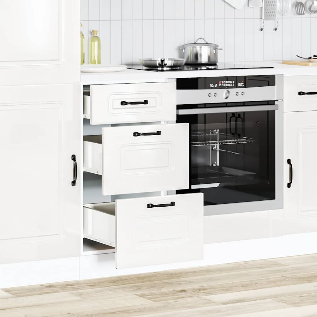 Mobiletto da cucina "Kalmar" Bianco lucido in legno ingegnerizzato 854242