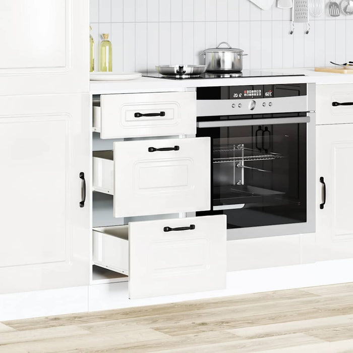 Mobiletto da cucina "Kalmar" Bianco lucido in legno ingegnerizzato 854242