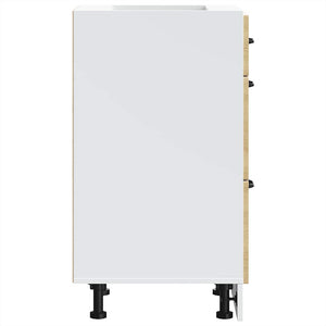 Mobiletto da cucina-Armadio da cucina "Kalmar" Bianco lucido in legno ingegnerizzato 586894