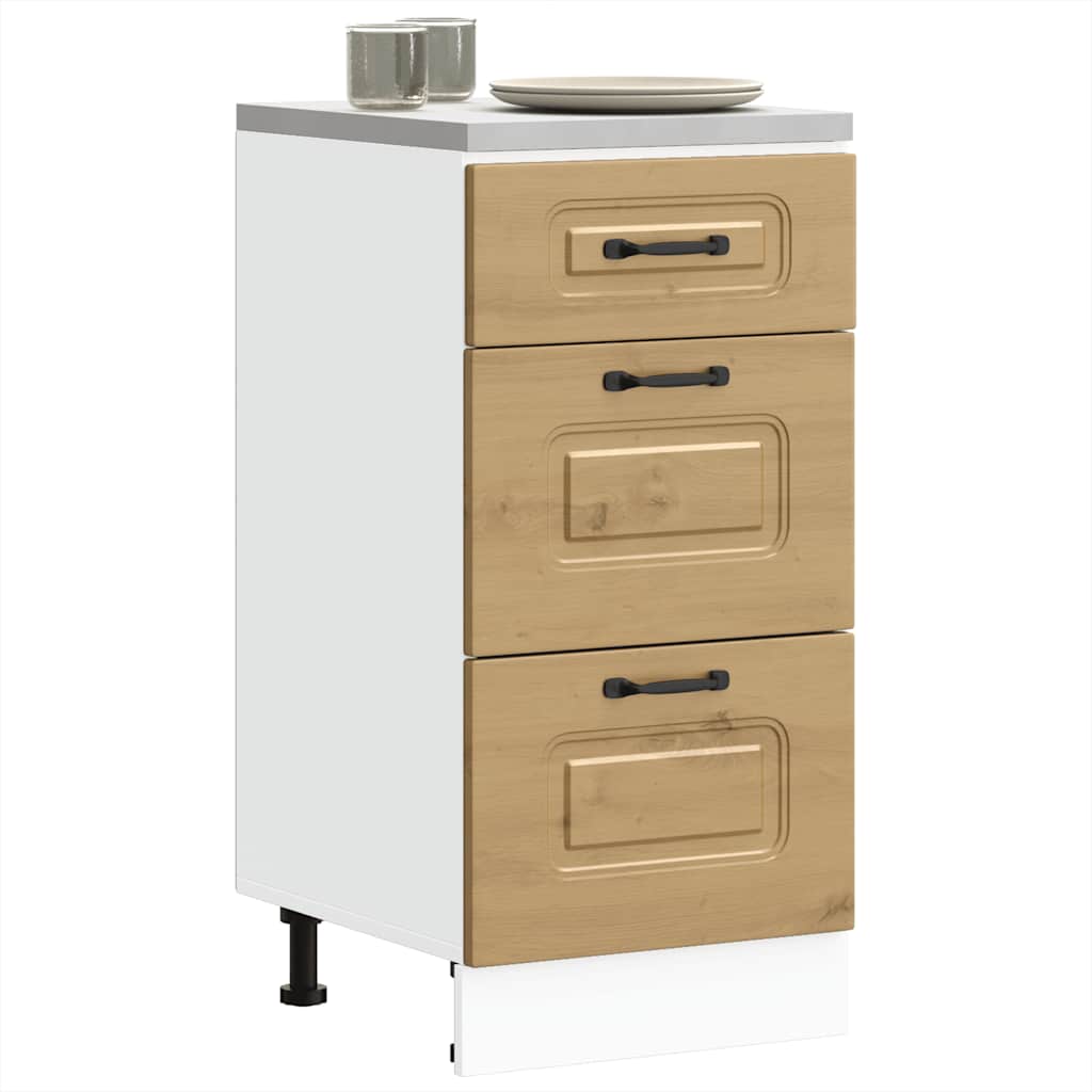 Base da Cucina-Mobile Base da Cucina Kalmar Rovere Artigianale in Legno Multistrato 558291