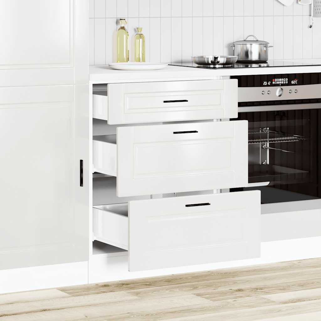 Mobiletto da cucina-Armadio da cucina "Porto" Bianco lucido in legno ingegnerizzato 415401
