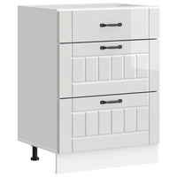 Mobiletto da cucina-Armadio da cucina "Lucca" Bianco lucido in legno ingegnerizzato 618726