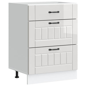 Mobiletto da cucina-Armadio da cucina "Lucca" Bianco lucido in legno ingegnerizzato 618726