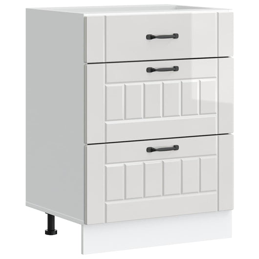 Mobiletto da cucina "Lucca" Bianco lucido in legno ingegnerizzato 854271