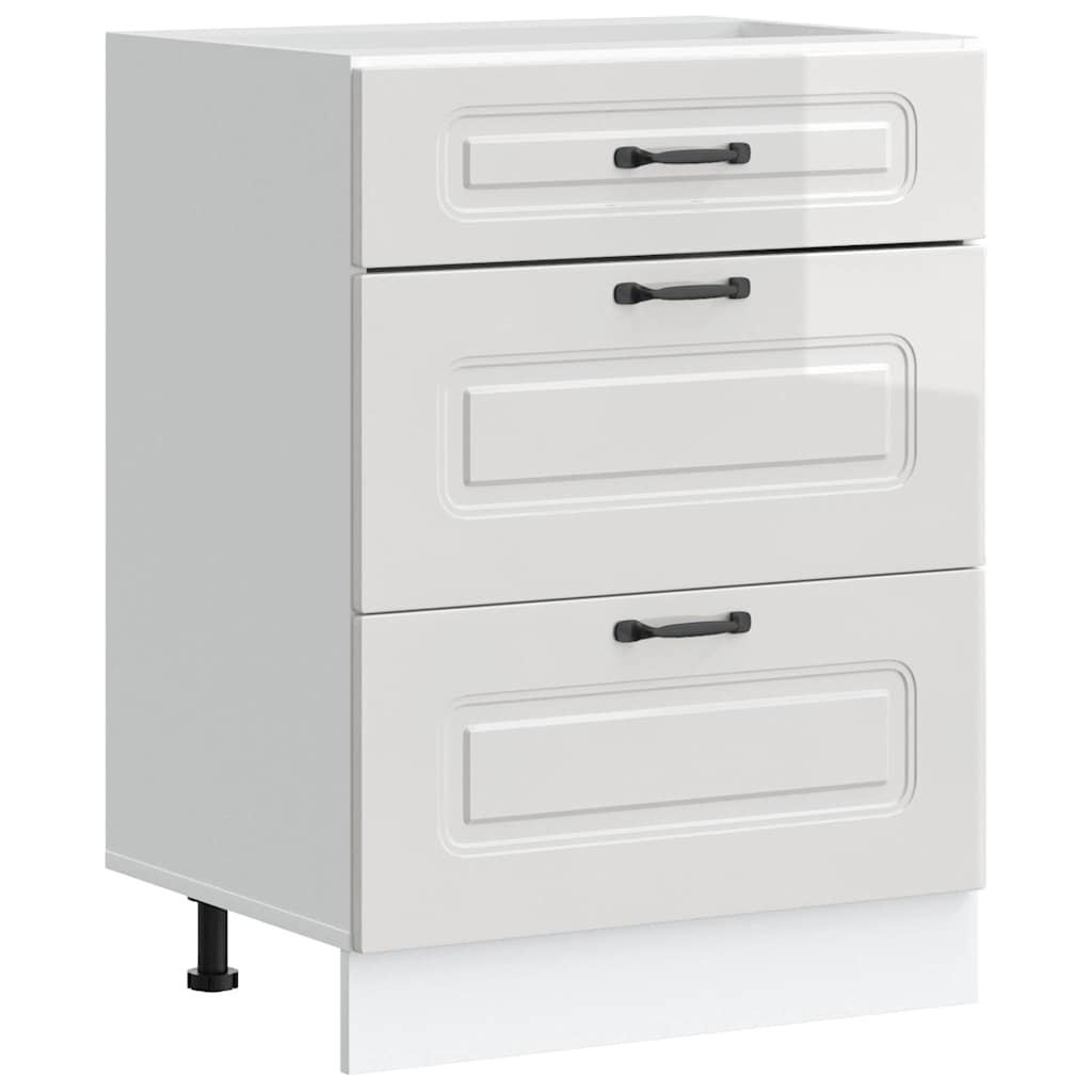 Mobiletto da cucina "Kalmar" Bianco lucido in legno ingegnerizzato 854281