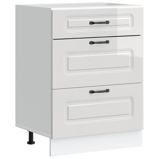 Mobiletto da cucina "Kalmar" Bianco lucido in legno ingegnerizzato 854281