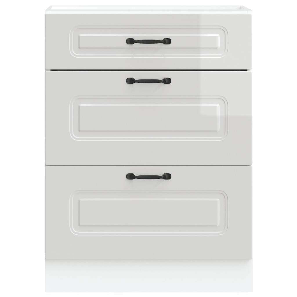 Mobiletto da cucina "Kalmar" Bianco lucido in legno ingegnerizzato 854281