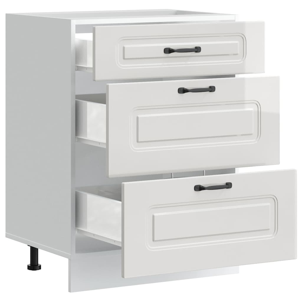 Mobiletto da cucina "Kalmar" Bianco lucido in legno ingegnerizzato 854281