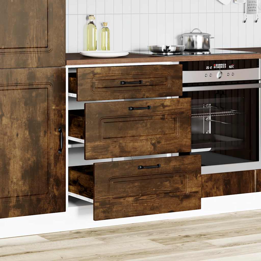 Base da Cucina-Mobile Base da Cucina Kalmar Rovere Fumo in Legno Multistrato 729625