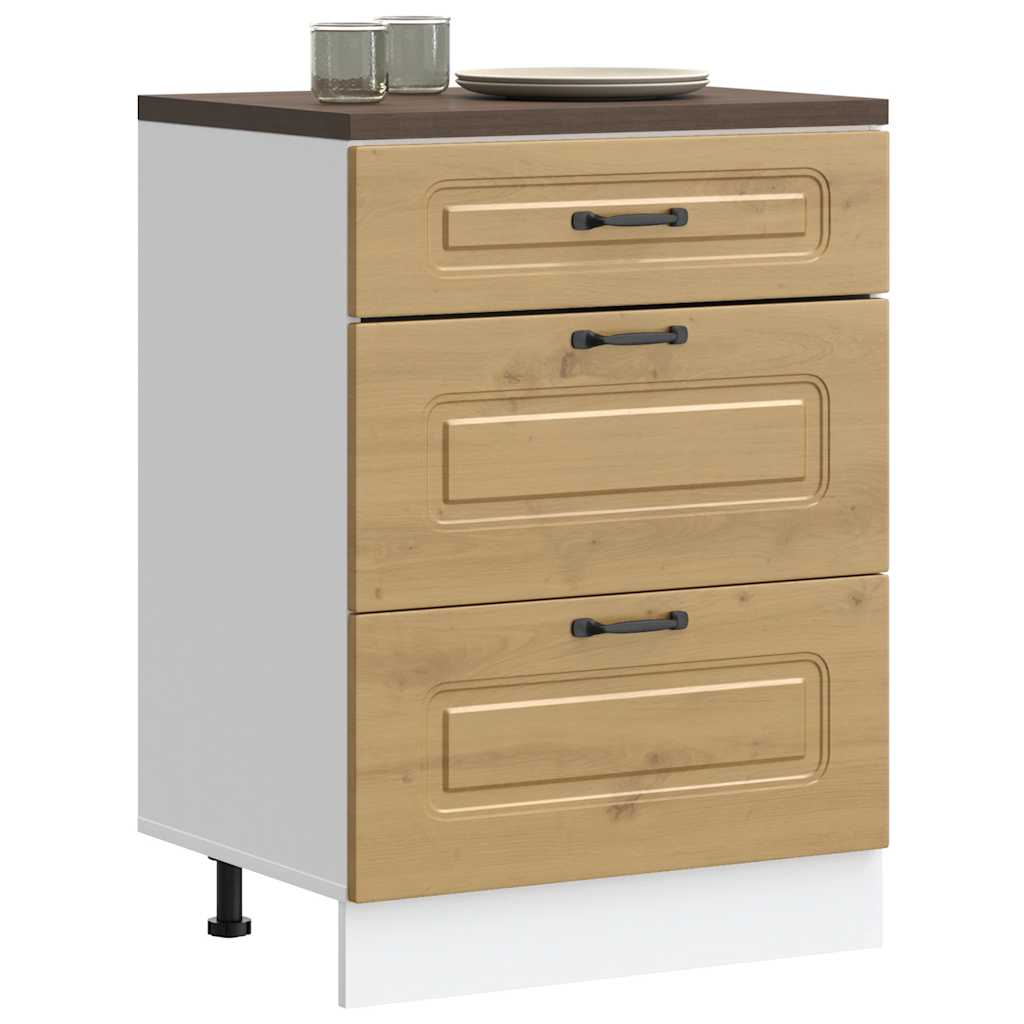 Base da Cucina-Mobile Base da Cucina Kalmar Rovere Artigianale in Legno Multistrato 746110