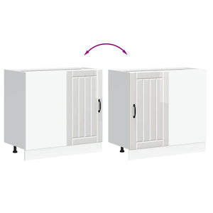 Mobiletto da cucina-Armadio da cucina "Lucca" Bianco lucido in legno ingegnerizzato 282479