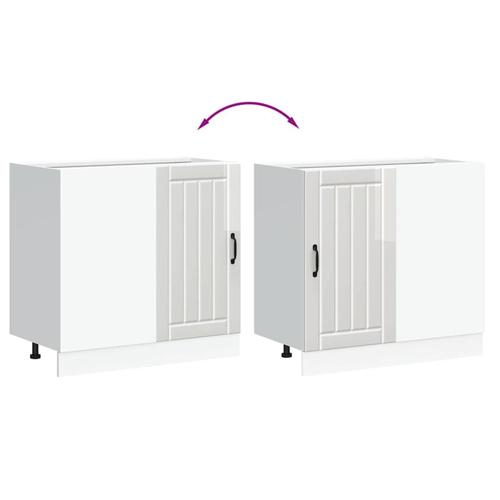 Mobiletto da cucina-Armadio da cucina "Lucca" Bianco lucido in legno ingegnerizzato 282479