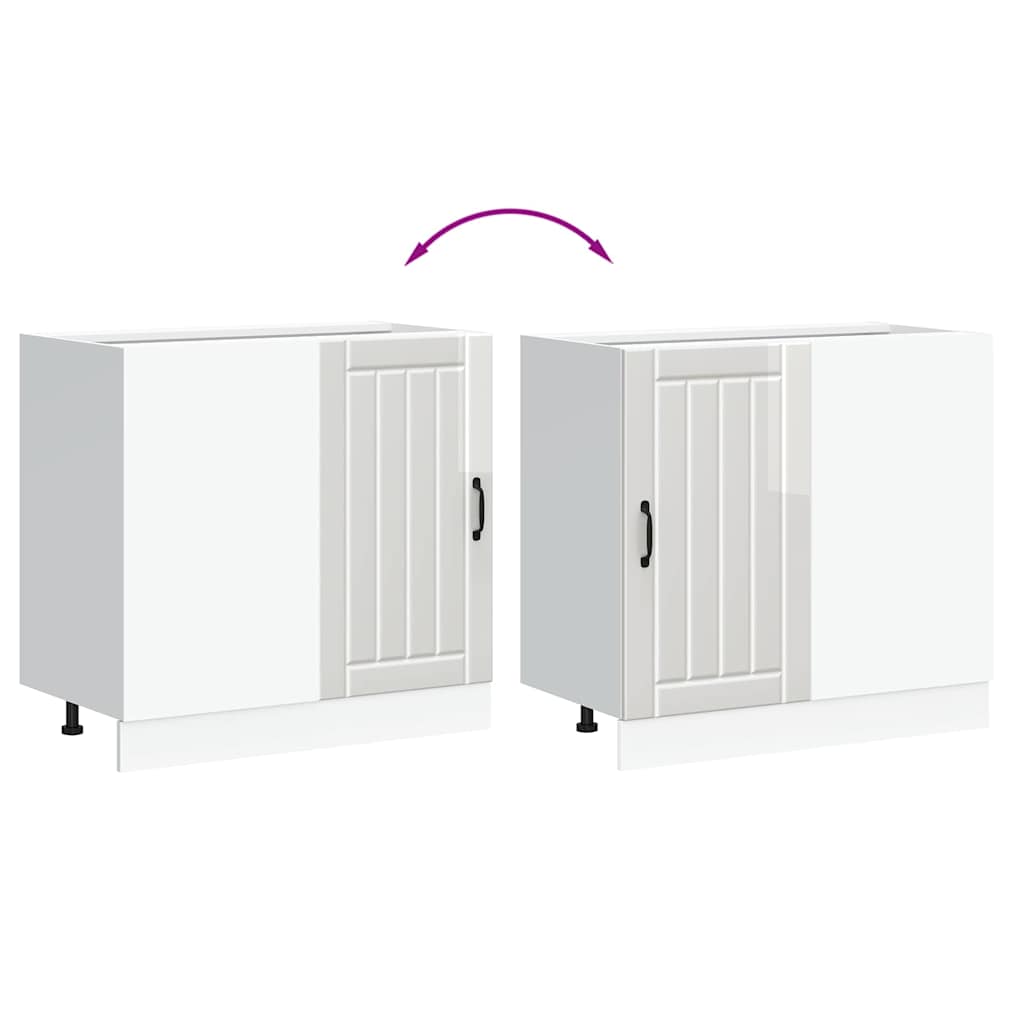 Mobiletto da cucina "Lucca" Bianco lucido in legno ingegnerizzato 854310