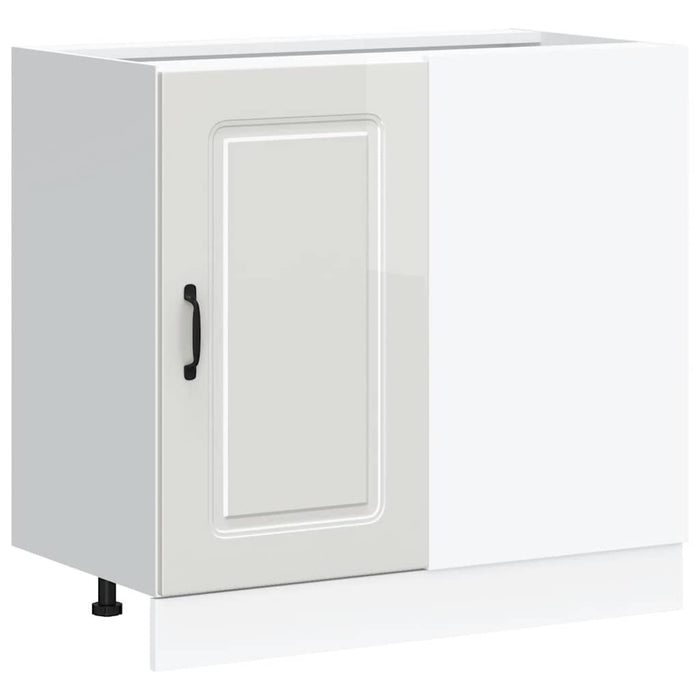 Mobiletto da cucina-Armadio da cucina "Kalmar" Bianco lucido in legno ingegnerizzato 820642