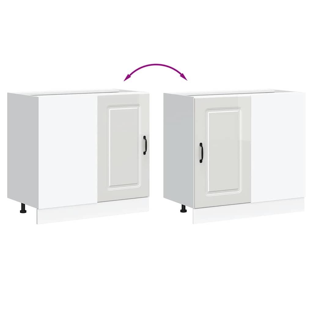 Mobiletto da cucina "Kalmar" Bianco lucido in legno ingegnerizzato 854320