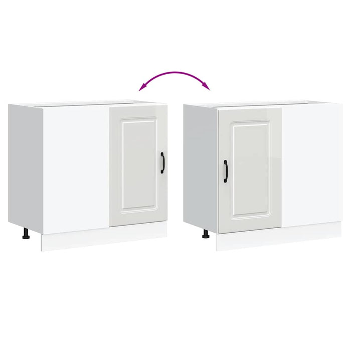 Mobiletto da cucina "Kalmar" Bianco lucido in legno ingegnerizzato 854320