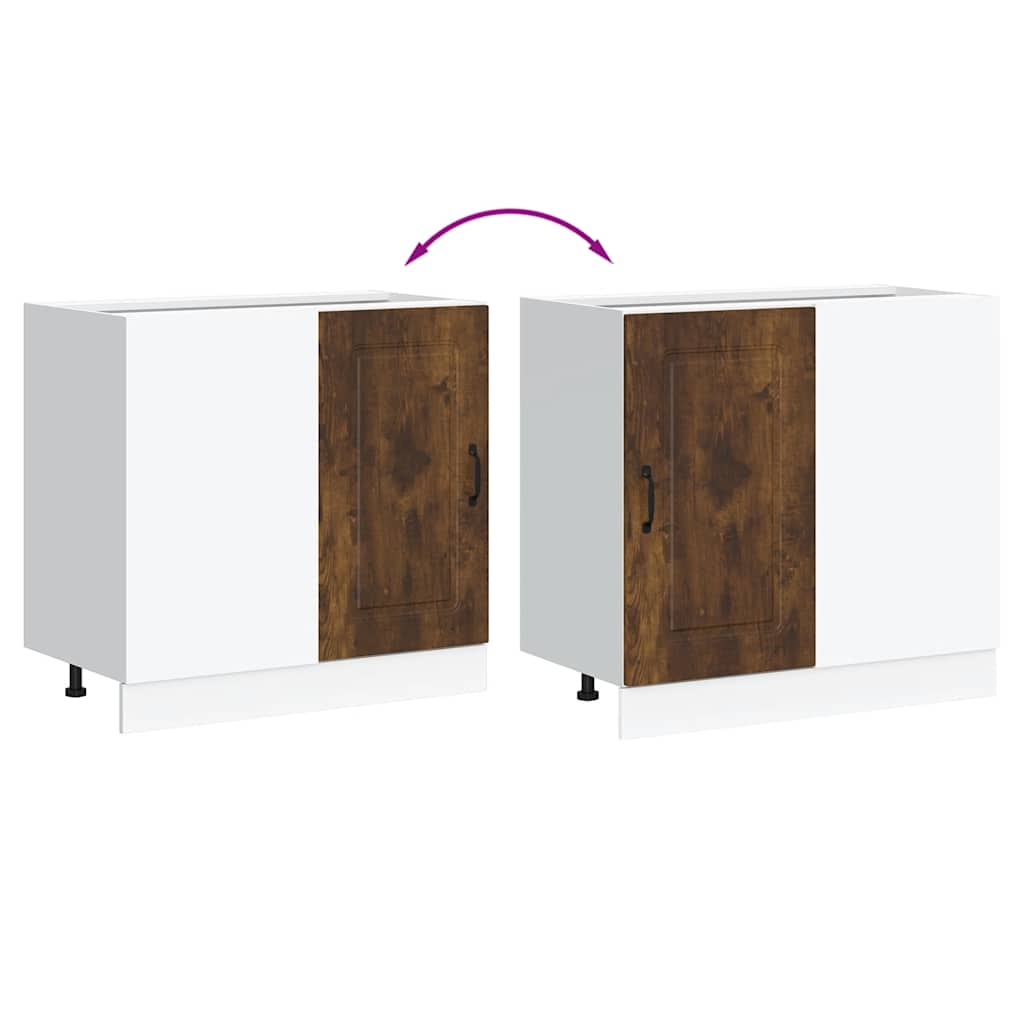 Base da Cucina-Mobile Base da Cucina Kalmar Rovere Fumo in Legno Multistrato 525465