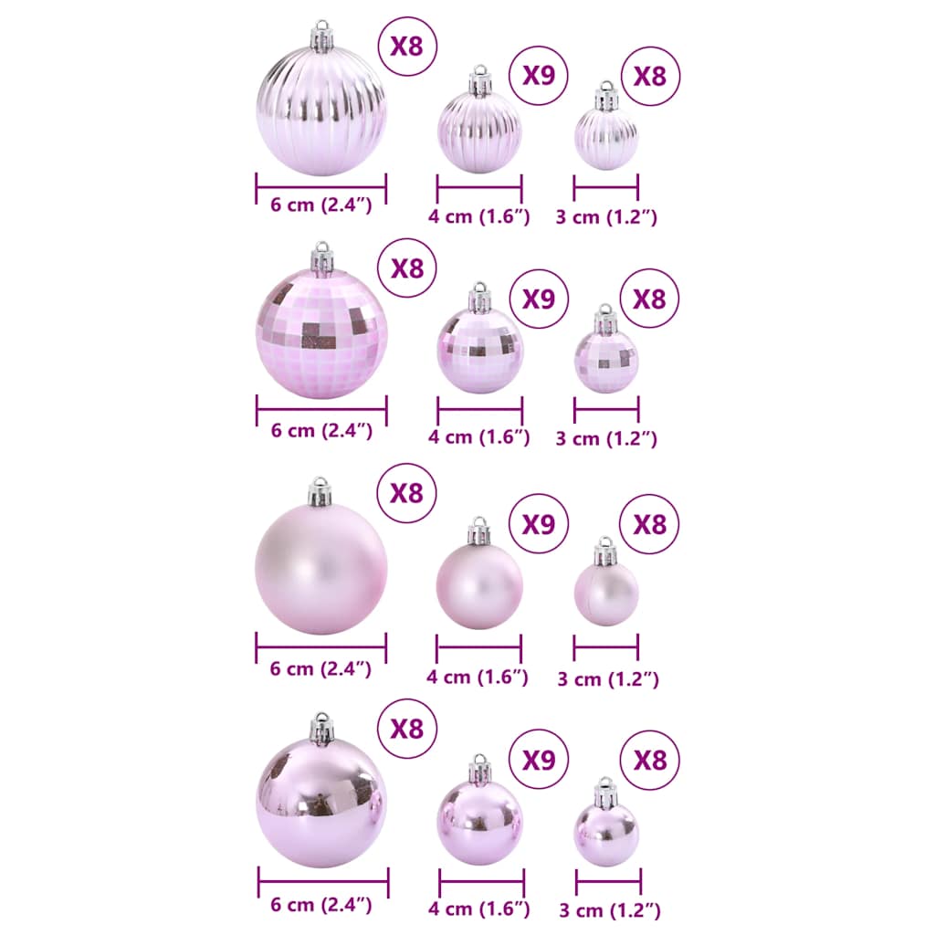 Palline di Natale 100 pz Rosa Ø3/4/6 cm