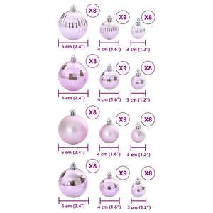 Palline di Natale 100 pz Rosa Ø3/4/6 cm