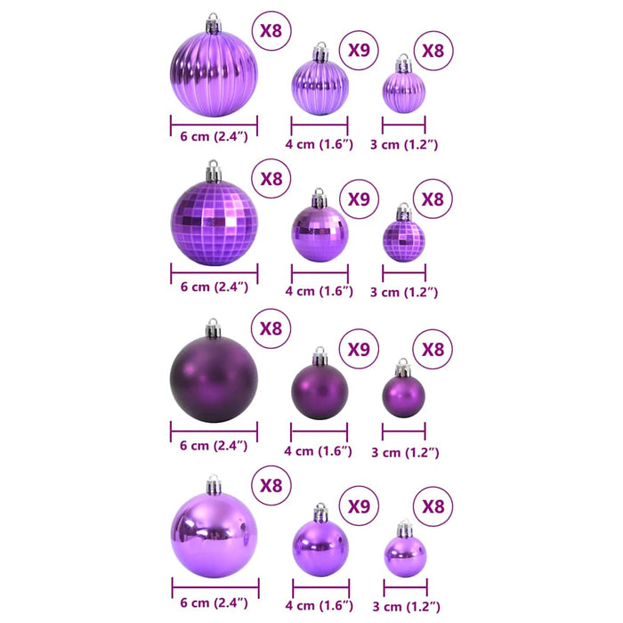 Palline di Natale 100 pz Lilla Ø3/4/6 cm 4100008