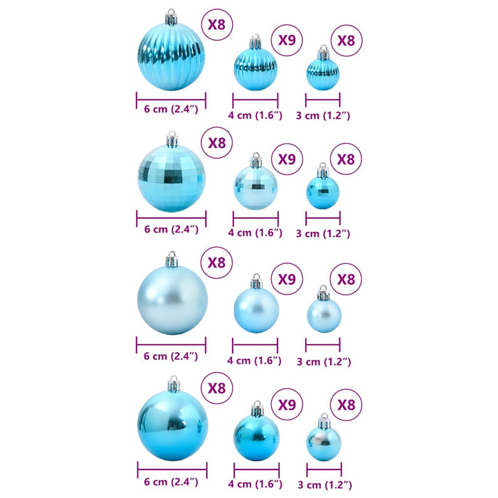 Palline di Natale 100 pz Turchesi Ø3/4/6 cm 4100010