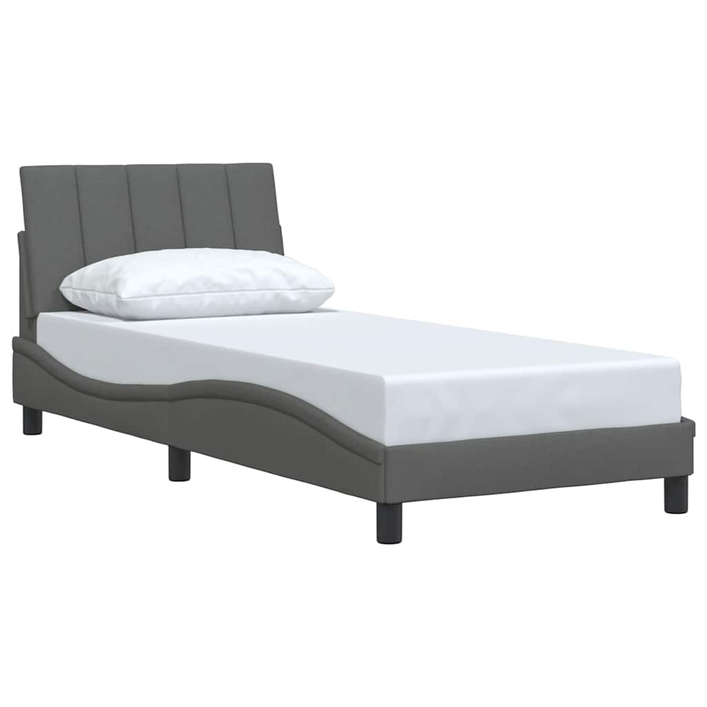vidaXL Giroletto senza Materasso Grigio Scuro 90x190 cm Tessuto