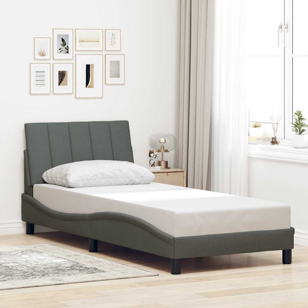vidaXL Giroletto senza Materasso Grigio Scuro 90x190 cm Tessuto