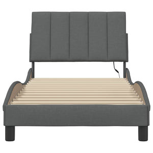 vidaXL Giroletto senza Materasso Grigio Scuro 90x190 cm Tessuto