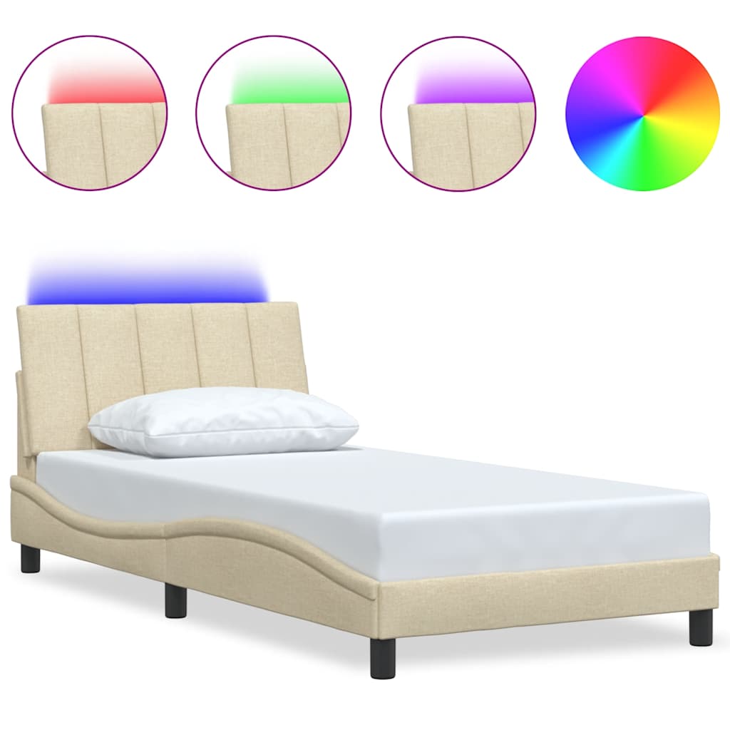 vidaXL Giroletto senza Materasso Crema 100x200 cm in Tessuto