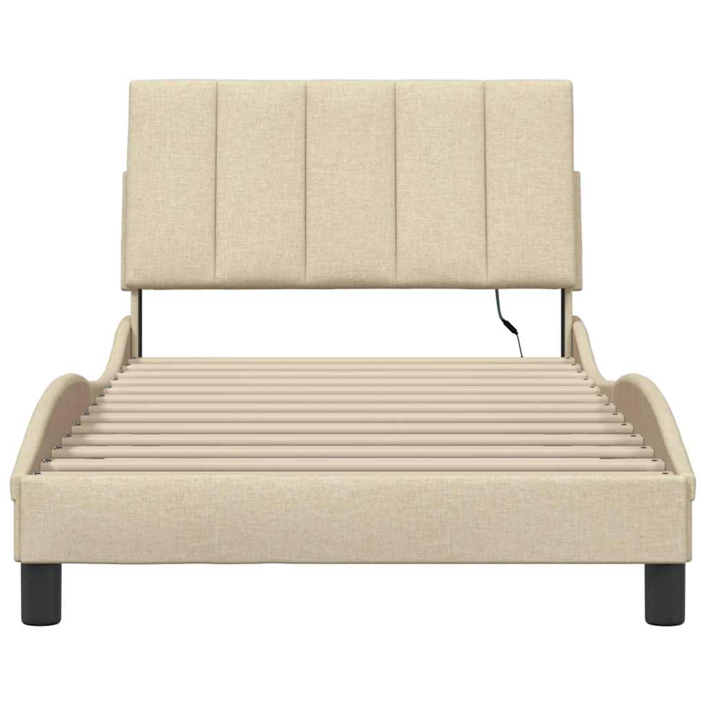 vidaXL Giroletto senza Materasso Crema 100x200 cm in Tessuto