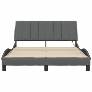 vidaXL Giroletto senza Materasso Grigio Scuro 140x200 cm Tessuto