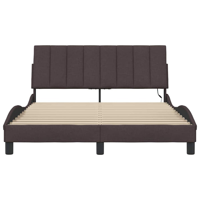 vidaXL Giroletto senza Materasso Marrone Scuro 140x200 cm Tessuto