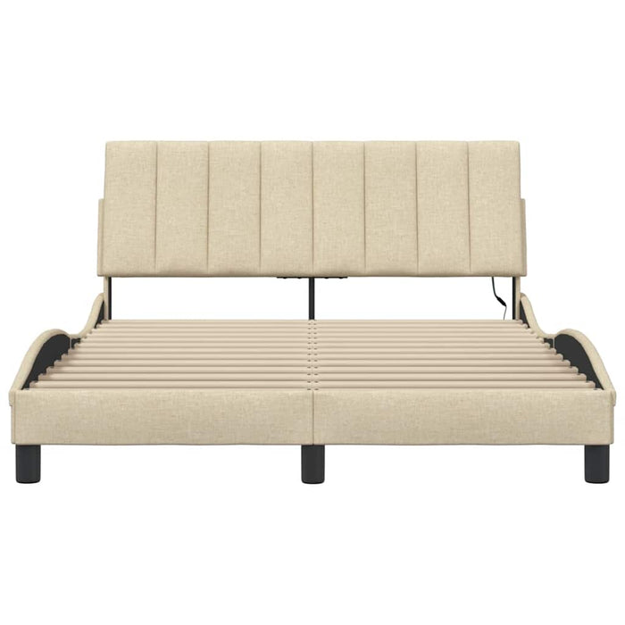 vidaXL Giroletto senza Materasso Crema 140x200 cm in Tessuto