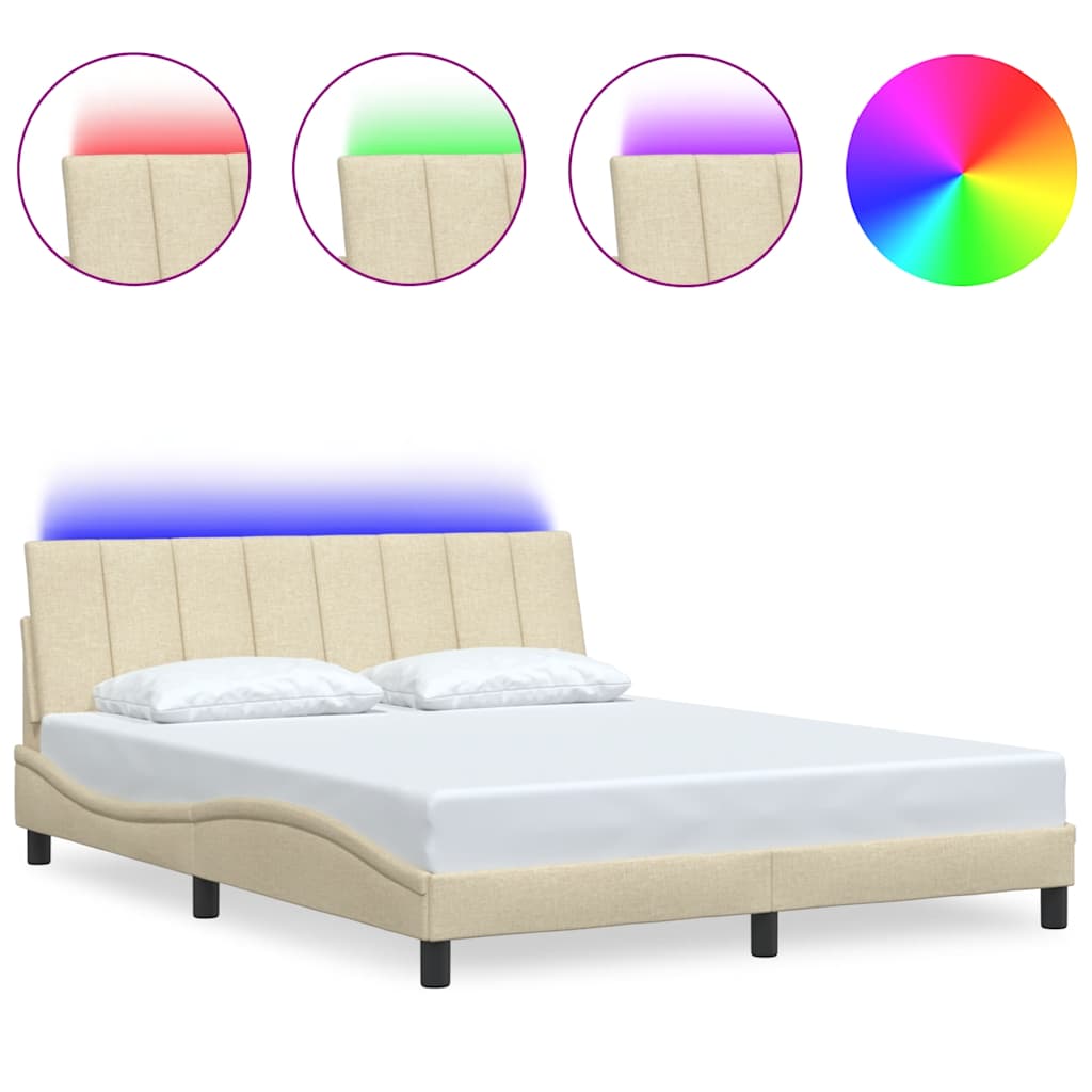 vidaXL Giroletto senza Materasso Crema 160x200 cm in Tessuto