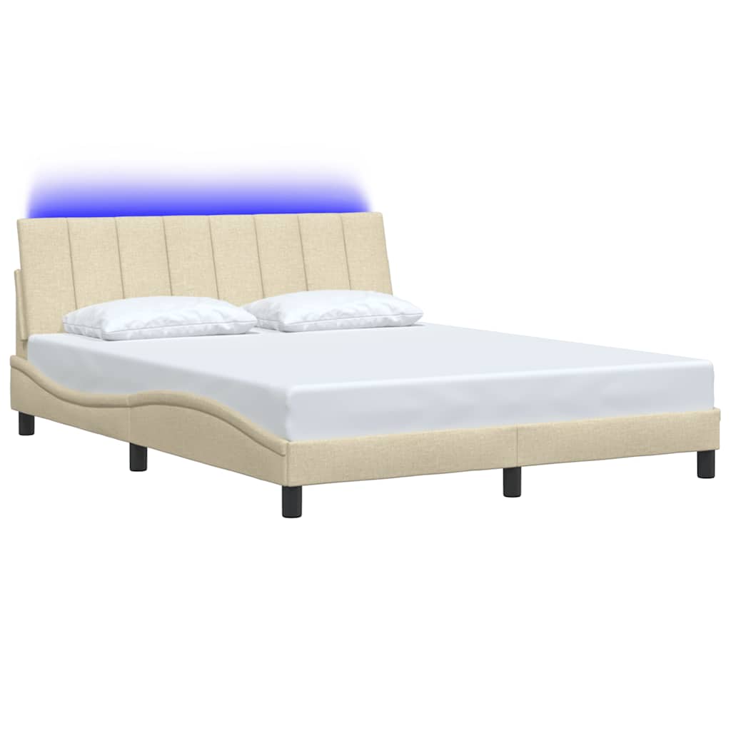 vidaXL Giroletto senza Materasso Crema 160x200 cm in Tessuto