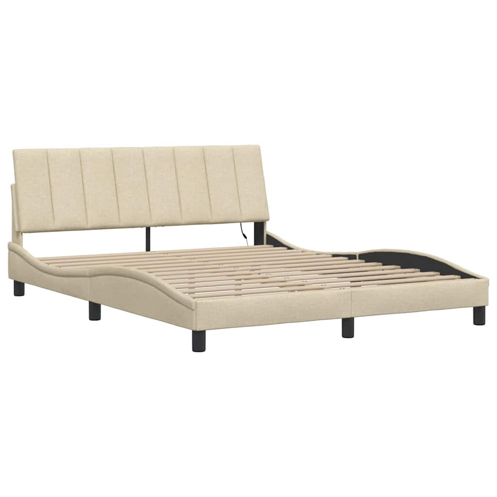 vidaXL Giroletto senza Materasso Crema 160x200 cm in Tessuto