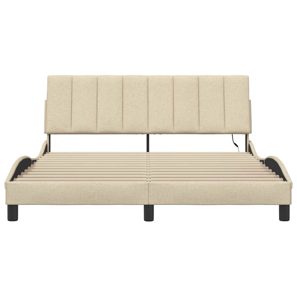 vidaXL Giroletto senza Materasso Crema 160x200 cm in Tessuto