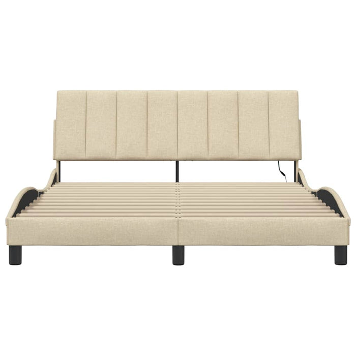 vidaXL Giroletto senza Materasso Crema 160x200 cm in Tessuto