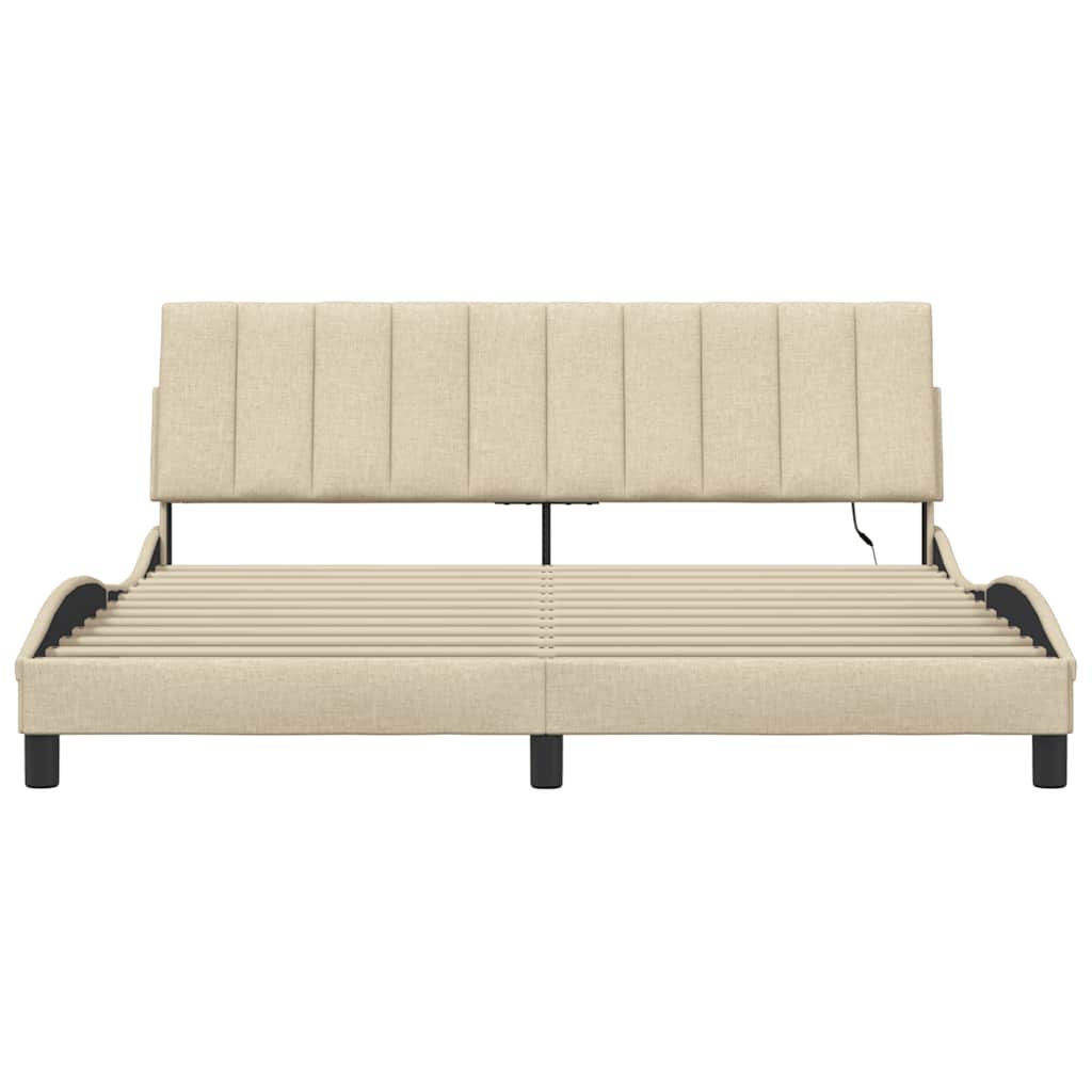 vidaXL Giroletto senza Materasso Crema 180x200 cm in Tessuto