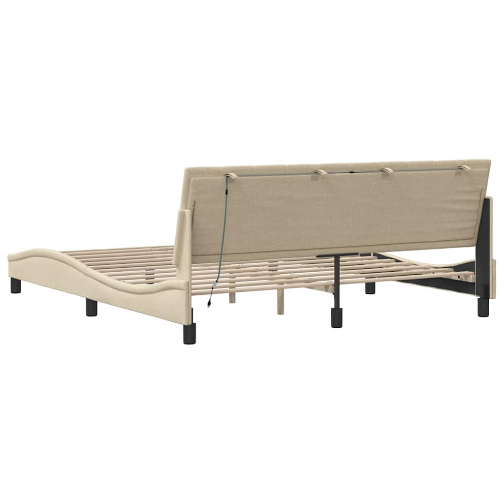 vidaXL Giroletto senza Materasso Crema 180x200 cm in Tessuto