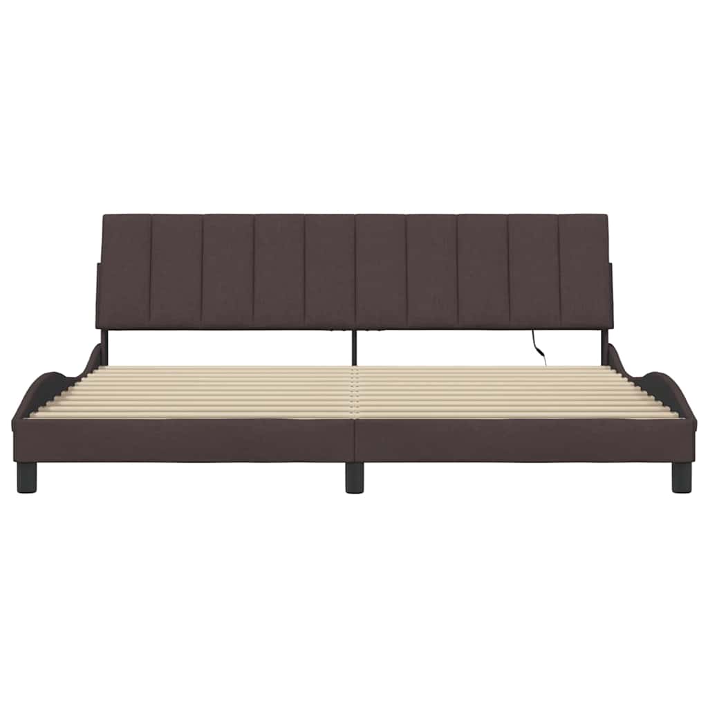 Giroletto senza Materasso-Struttura Letto Hanko Marrone Scuro 200x200 cm in Tessuto 350945
