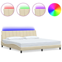 Giroletto senza Materasso-Struttura Letto Hanko Crema 200x200 cm in Tessuto 425980
