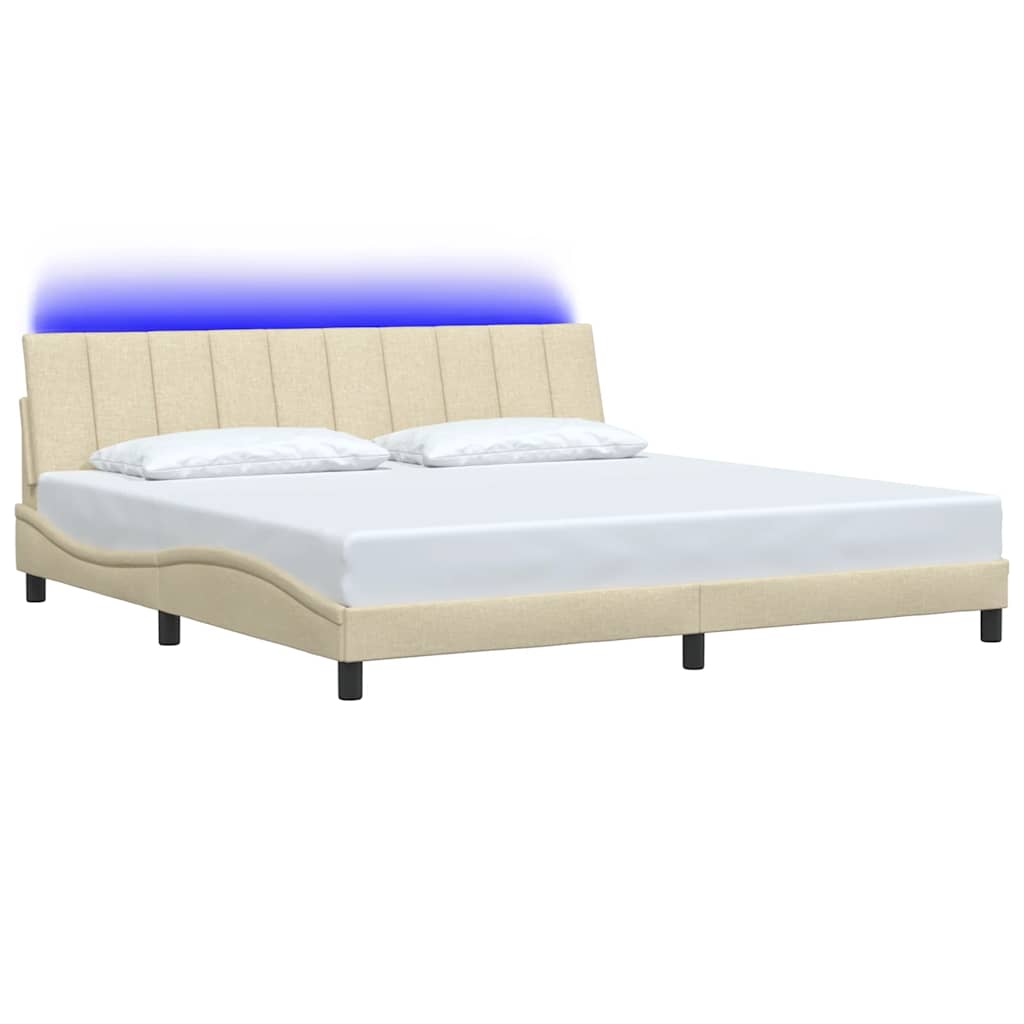 Giroletto senza Materasso-Struttura Letto Hanko Crema 200x200 cm in Tessuto 425980