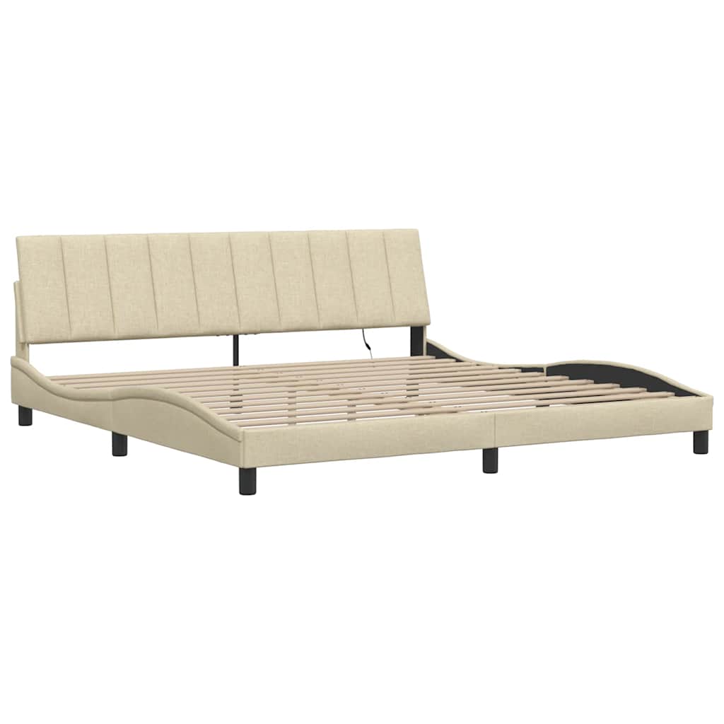 Giroletto senza Materasso-Struttura Letto Hanko Crema 200x200 cm in Tessuto 425980