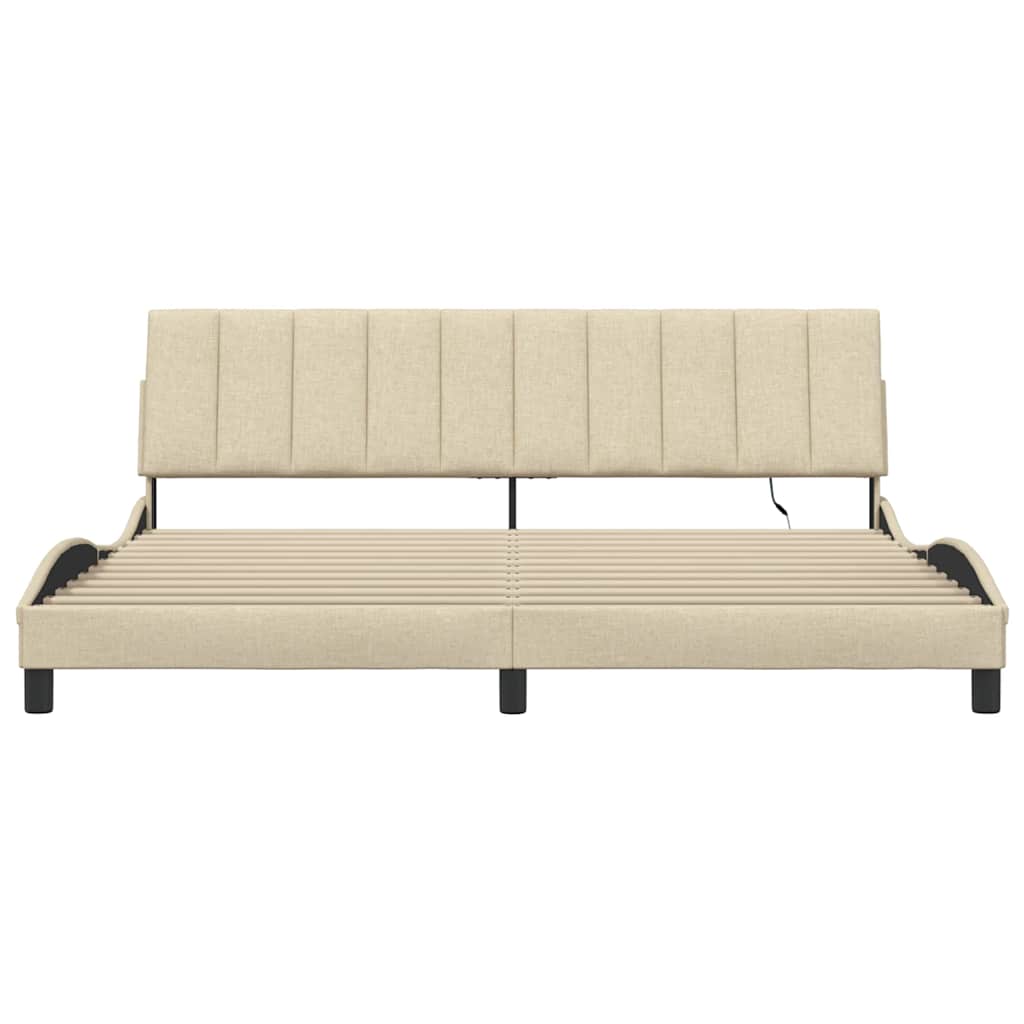 Giroletto senza Materasso-Struttura Letto Hanko Crema 200x200 cm in Tessuto 425980
