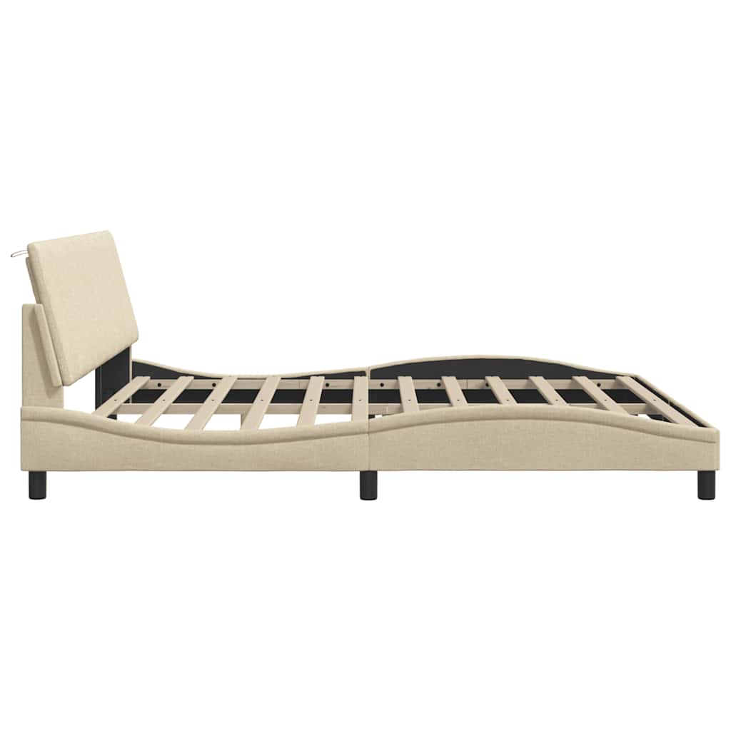 Giroletto senza Materasso-Struttura Letto Hanko Crema 200x200 cm in Tessuto 425980