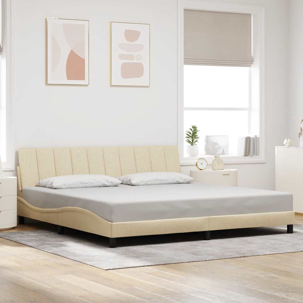 Giroletto senza Materasso-Struttura Letto Hanko Crema 200x200 cm in Tessuto 425980