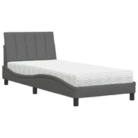 vidaXL Letto con Materasso Grigio Scuro 80x200 cm in Tessuto