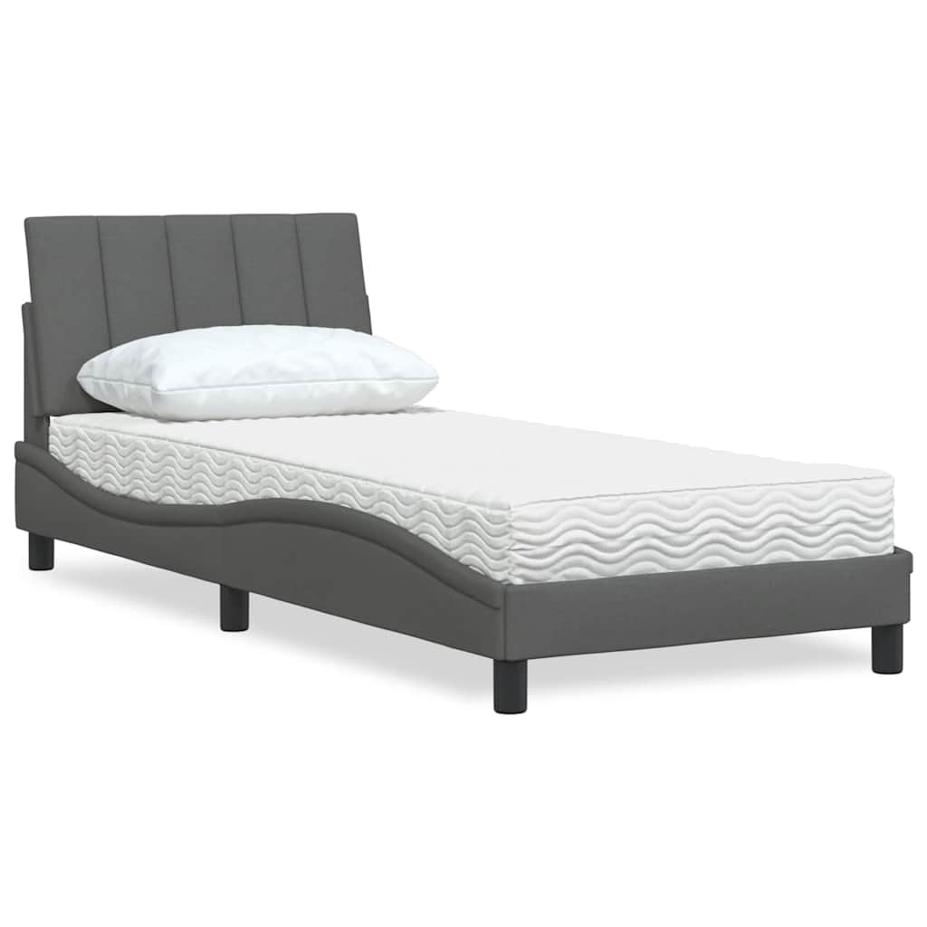 vidaXL Letto con Materasso Grigio Scuro 80x200 cm in Tessuto